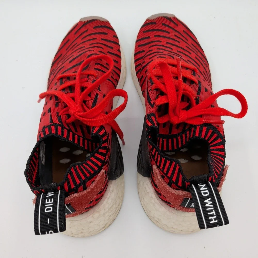 Adidas NMD R2 Primeknit Red Black Glitch Camo Sneakers BB2910 Mens 6 Womens‎ 7.5
